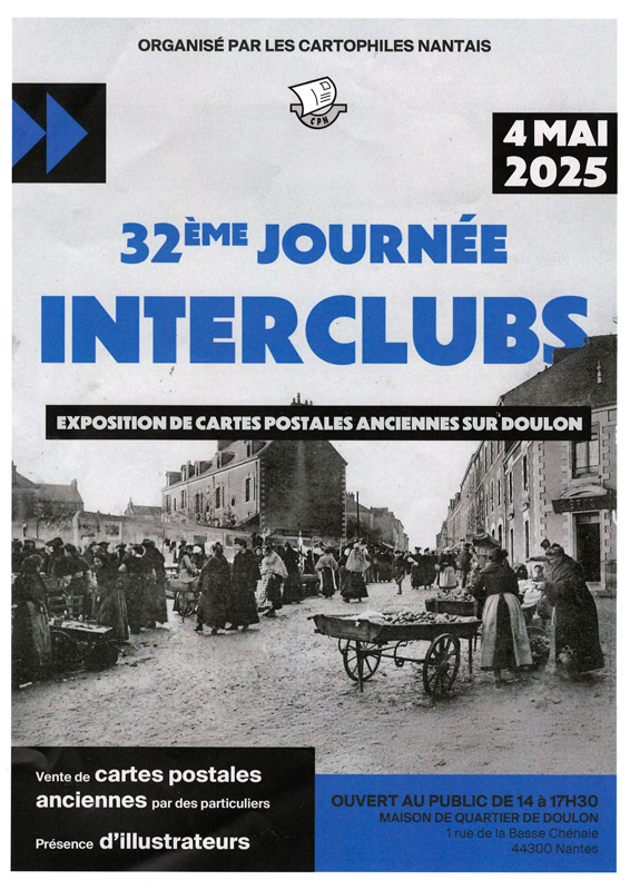 affiche de l'exposition de cartes postales anciennes sur Doulon le 4 mai 2025 anciennes